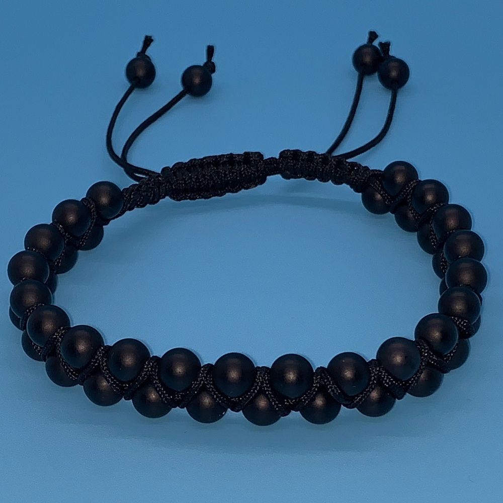 Matte double black onyx beaded bracelet